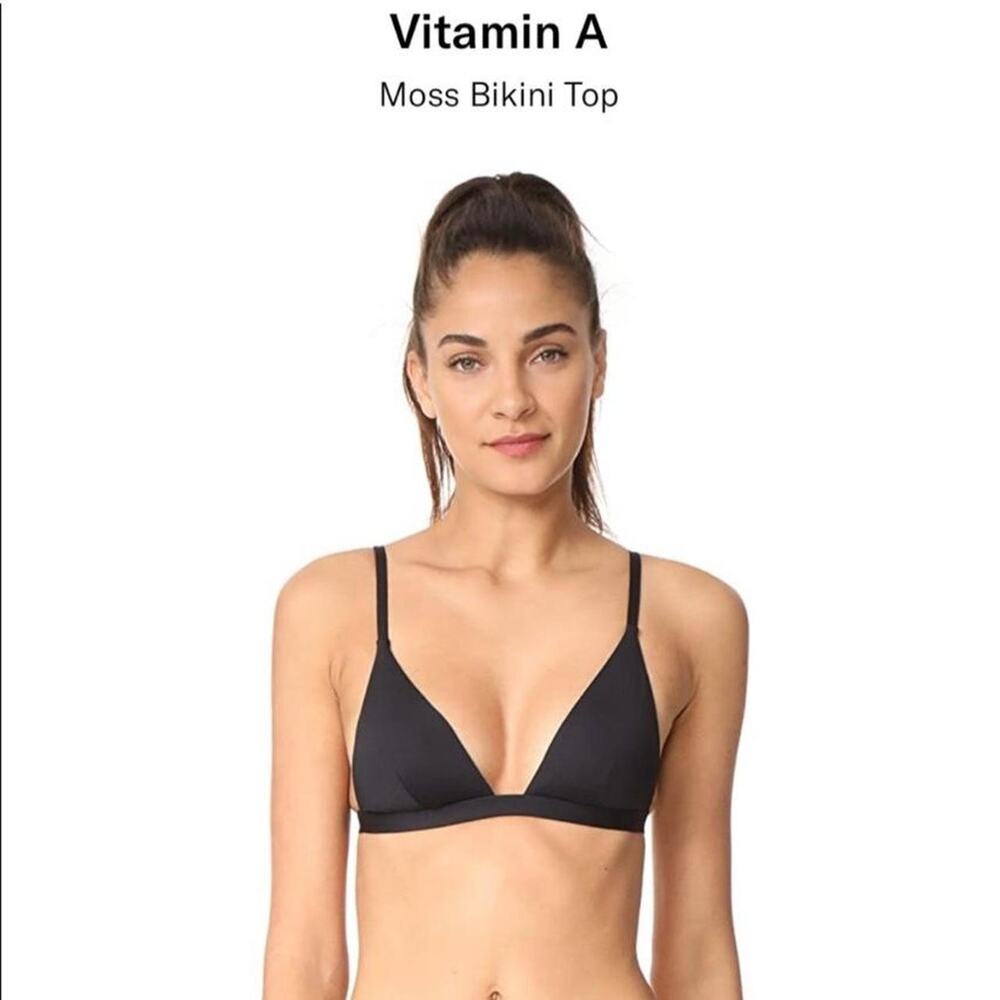 Vitamin A Moss Triangle Bikini Top S Black Swimwear Resort Style
